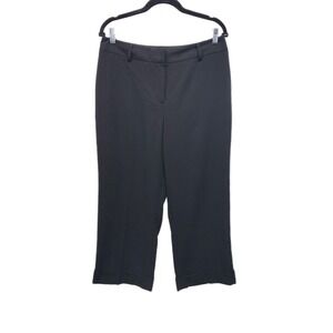 PANTOLOGY  Black Cropped Pants Women's‎ Size 12 Tacked Cuffs 24" Inseam